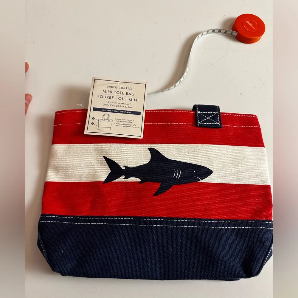 Pottery Barn Kids Red and Navy Shark Tote - Picture 4 of 7